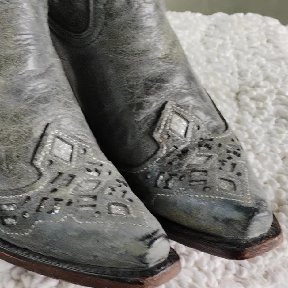 CORRAL Gray Silver Embellished Western Cowboy Boots